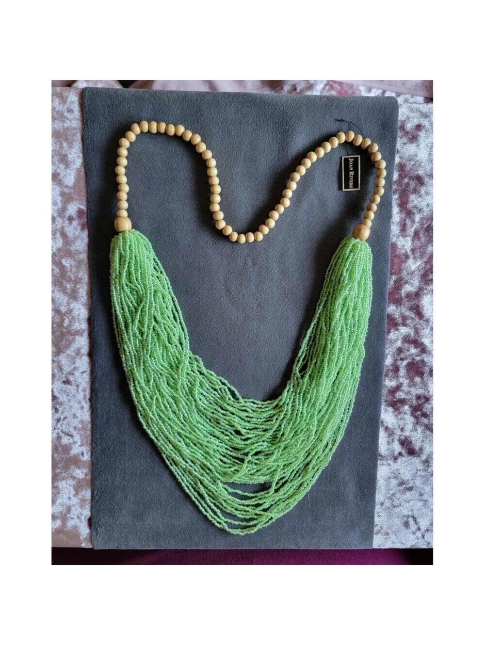 NWT Joan Rivers Green Seed Bead Layered Necklace